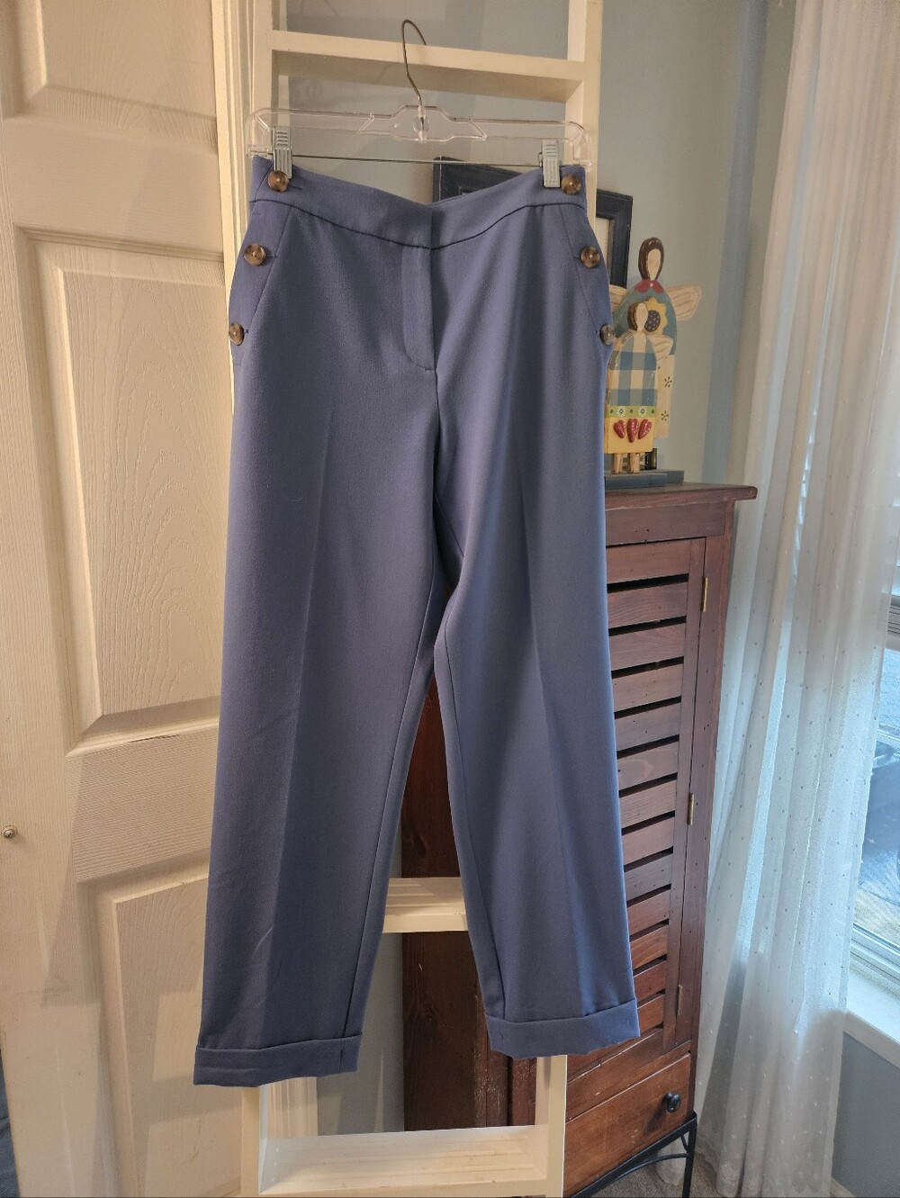 LOFT Women's High-Rise Tailored Trousers - Dusty Blue